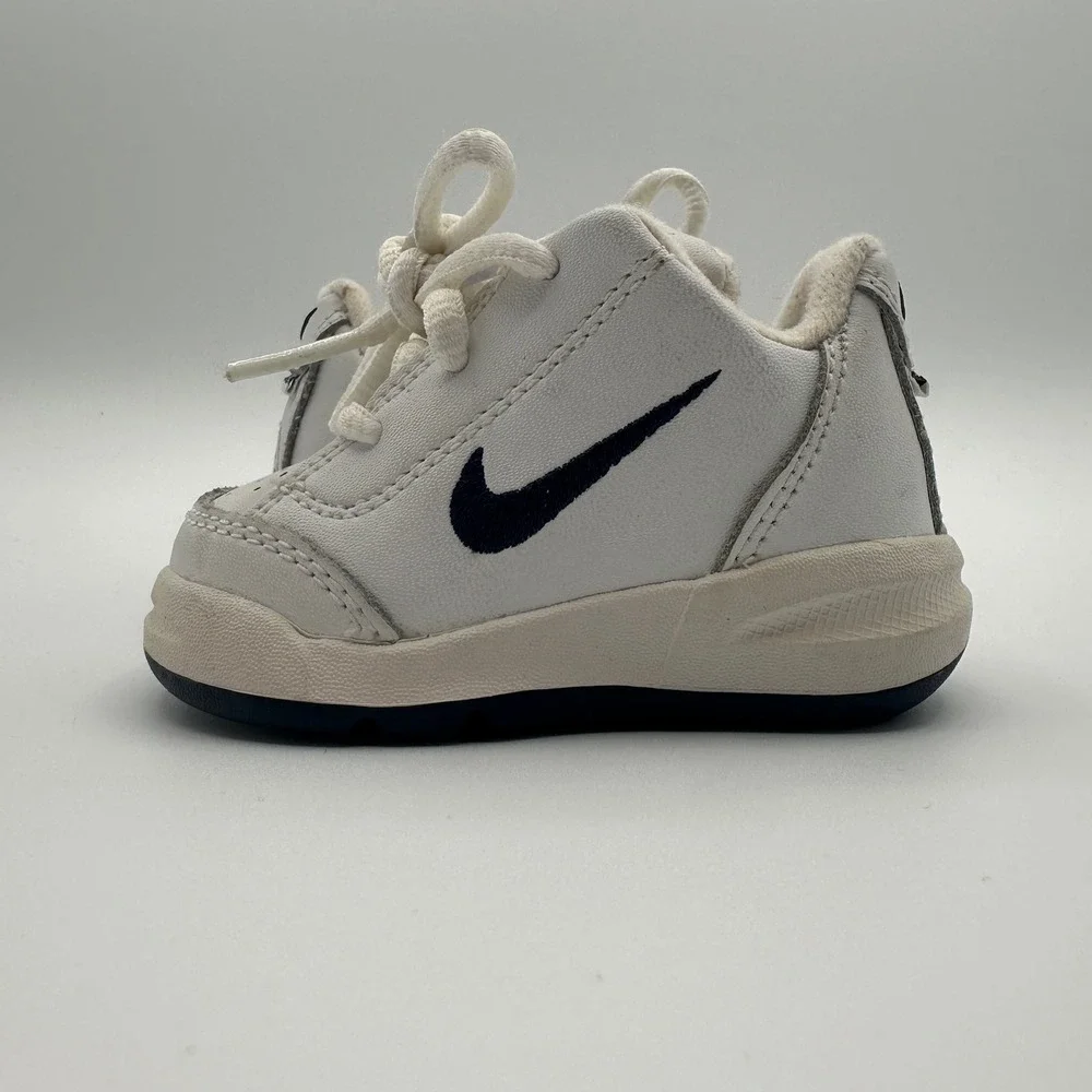 Vintage Y2K Nike Play Toddler Shoes White Navy Logo Lace Up Sneakers Size‎ 2C